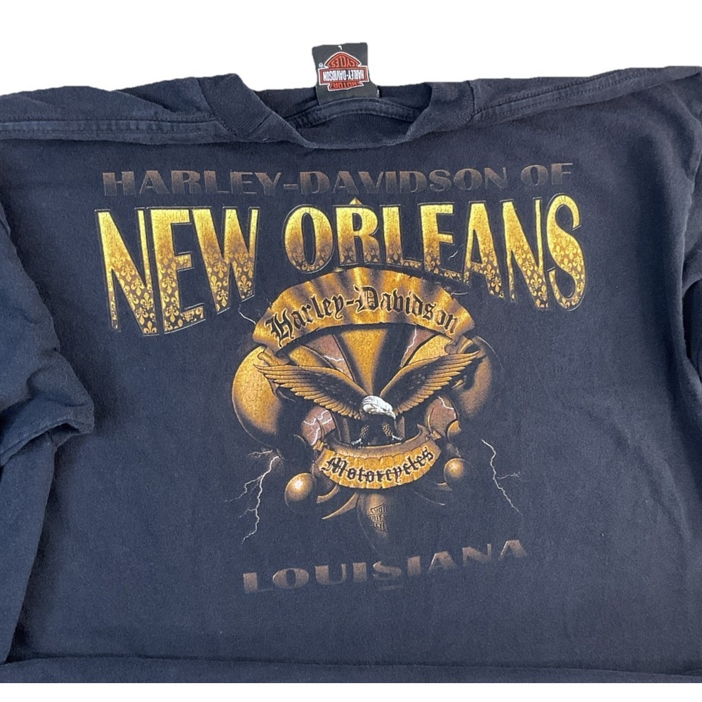 Harley Davidson T-Shirt Mens L Motorcycles New Orleans Eagle Y2K Graphic Biker